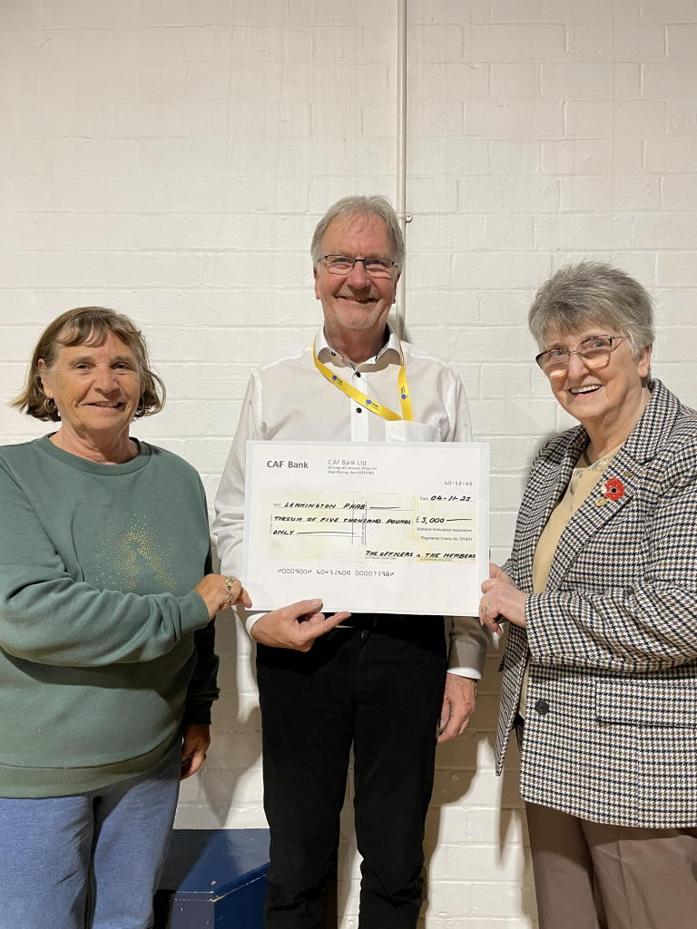 Cheque from the Warwick Ambulance Association